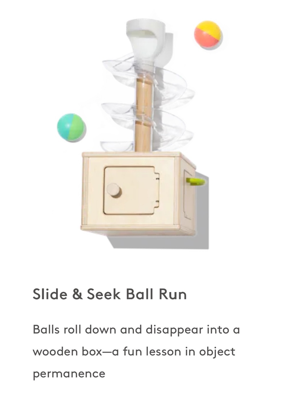 Slide & Seek Ball Run with 2, two tone blue balls lovevery
